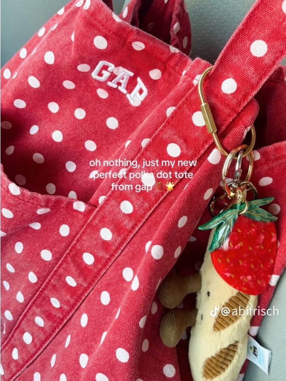 GAP Red Polka Dot Canvas Tote with White Dots